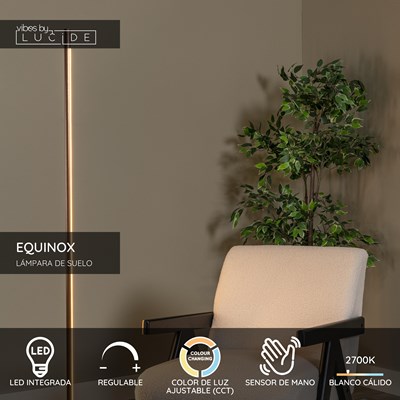 Lucide EQUINOX - Lámpara de suelo - LED Regul. - CCT - 1x26W 2700K/4000K - Sensor de movimiento de mano - Café | Vibes